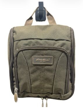 Eddie Bauer Hanging Travel Toiletry Kit/Bag | Unisex | Olive Tan Woven Nylon